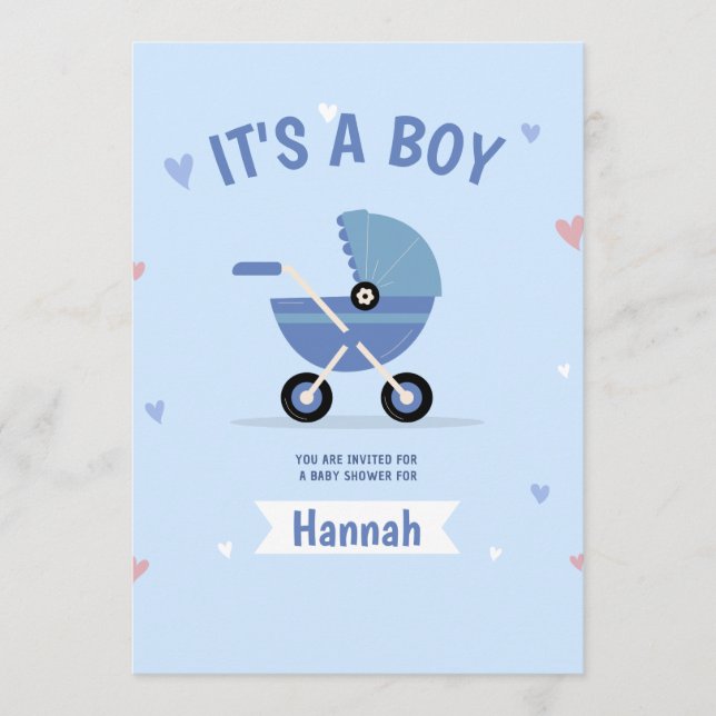 Baby Blue Minimalist Boy Baby Shower Invitation (Front)