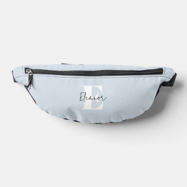 Baby Blue Modern Minimalist Monogrammed Bum Bags (Lay Down)