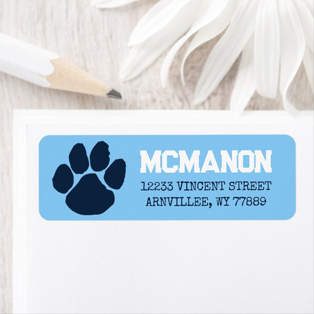 Baby Blue & Navy Graduation Return Address Labels (Creator Uploaded)
