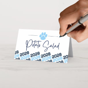 Baby Blue & Navy Pawprint Folding Label, Food or Place Card