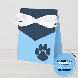 Baby Blue & Navy Pawprint Graduation Favour Boxes