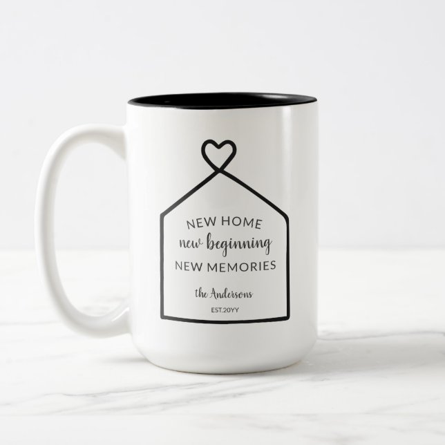 Baby Blue New Home Personalised  Two-Tone Coffee Mug (Left)