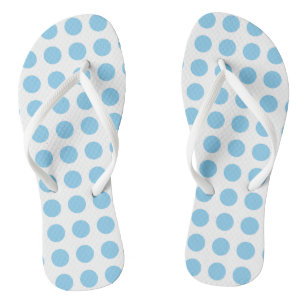 Baby blue on White Large Horizontal Polka Dots Thongs