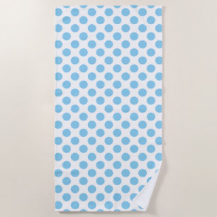 Baby Blue on White Large Size Polka Dots Beach Towel