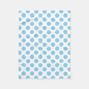 Baby Blue on White Large Size Polka Dots Fleece Blanket