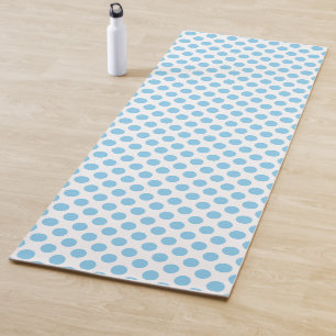 Baby Blue on White Large Size Polka Dots Yoga Mat