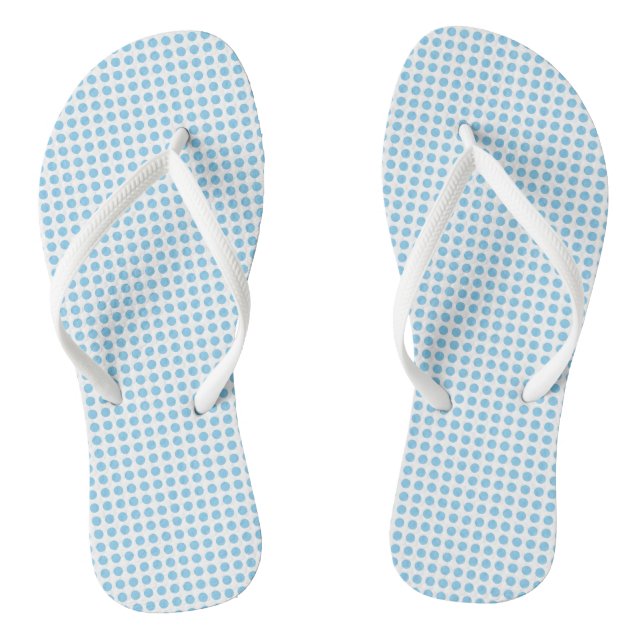 Baby blue on White Small Horizontal Polka Dots Thongs (Footbed)