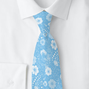 Baby Blue Pansies Tie