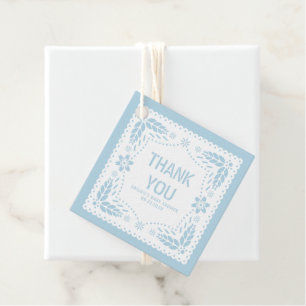 baby blue papel picado Thank You Baby boy Shower Favour Tags