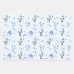 Baby Blue Party Wrapping Paper (set of 3 sheets)
