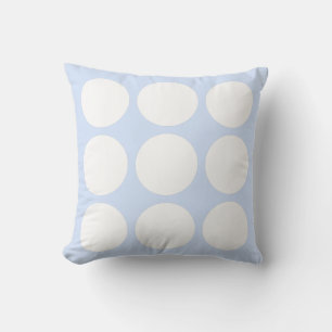 Baby Blue Pastel & White Abstract Circle Design Cushion