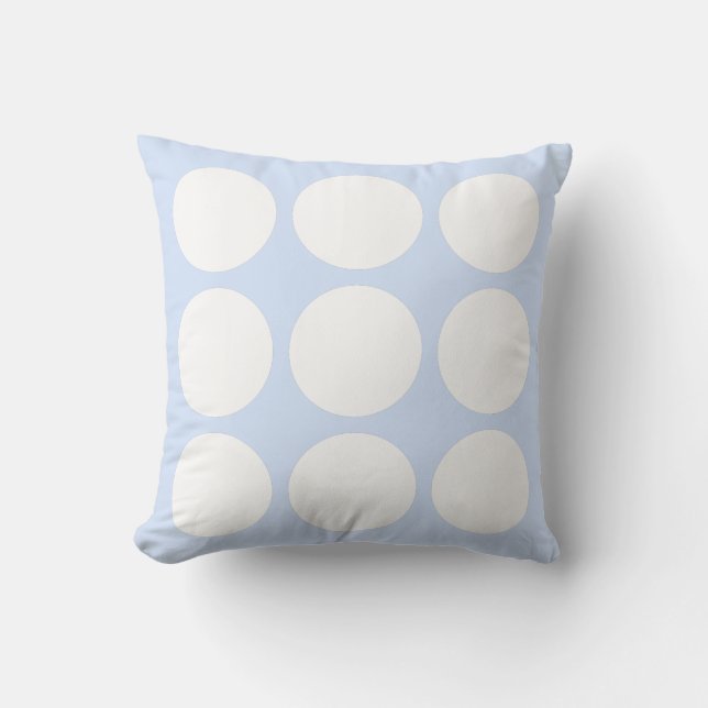 Baby Blue Pastel & White Abstract Circle Design Cushion (Front)