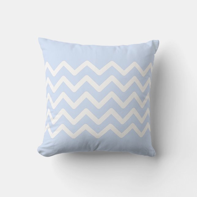 Baby Blue Pastel & White Zigzag Pattern Design Cushion (Front)