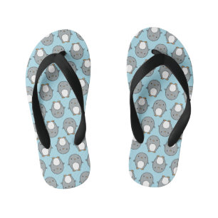 Baby Blue Penguin Pattern Kid's Thongs