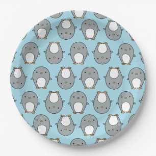 Baby Blue Penguin Pattern Paper Plate