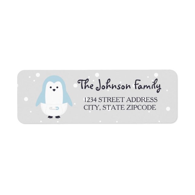 Baby Blue Penguin Return Address Label (Front)