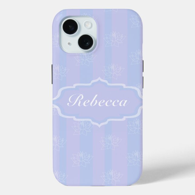 Baby Blue personalised delicate Lotus pattern Case-Mate iPhone Case (Back)