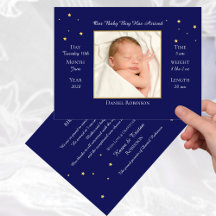 Baby Blue Photo Birth Announcement Postcard