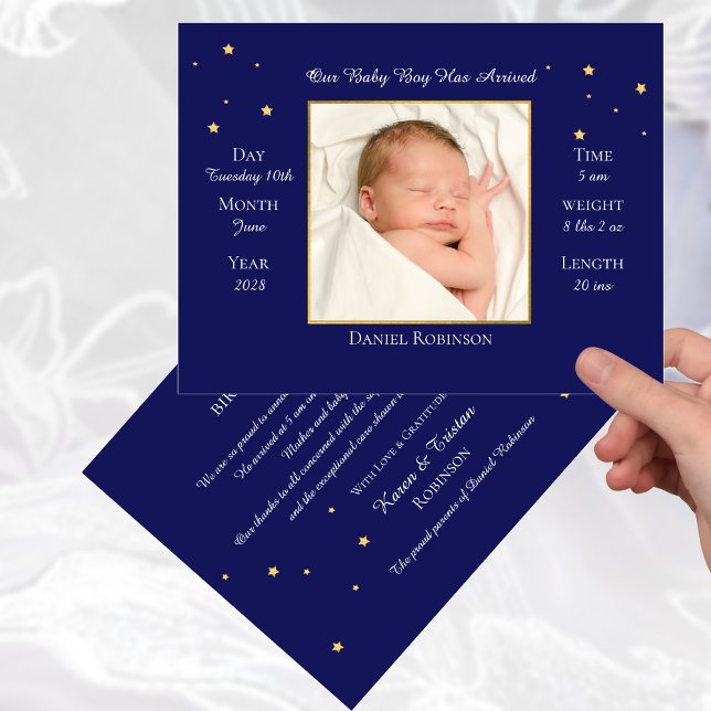 Baby Blue Photo Birth Announcement Postcard (Creator Uploaded)