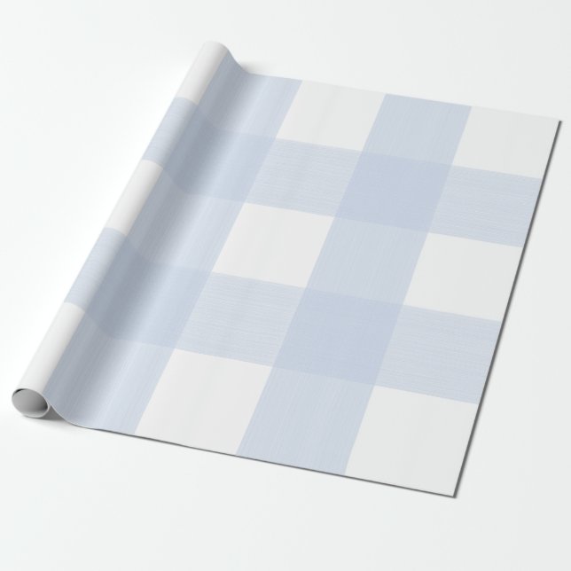 Baby Blue Plaid Wrapping Paper (Unrolled)