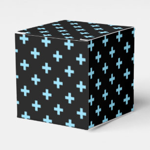 Baby blue polka crosses on black favour box
