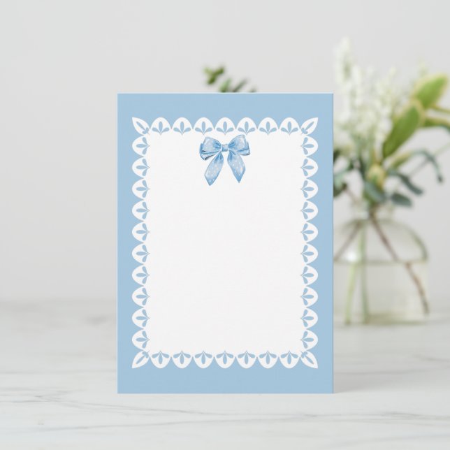 Baby Blue Polka Dot Bow & Classic and Charming Card (Standing Front)