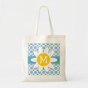 Baby Blue Polka Dots; Daisy Tote Bag