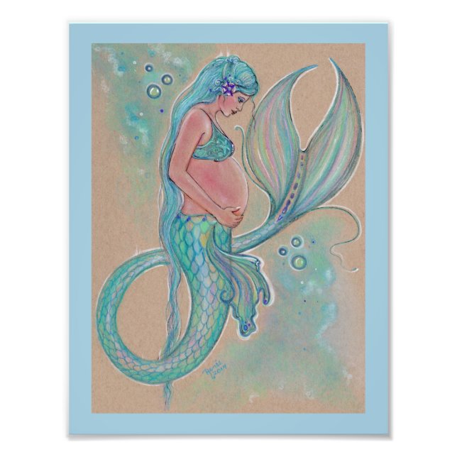 Baby blue pregnant mermaid by Renee Lavoie Photo Print (Front)