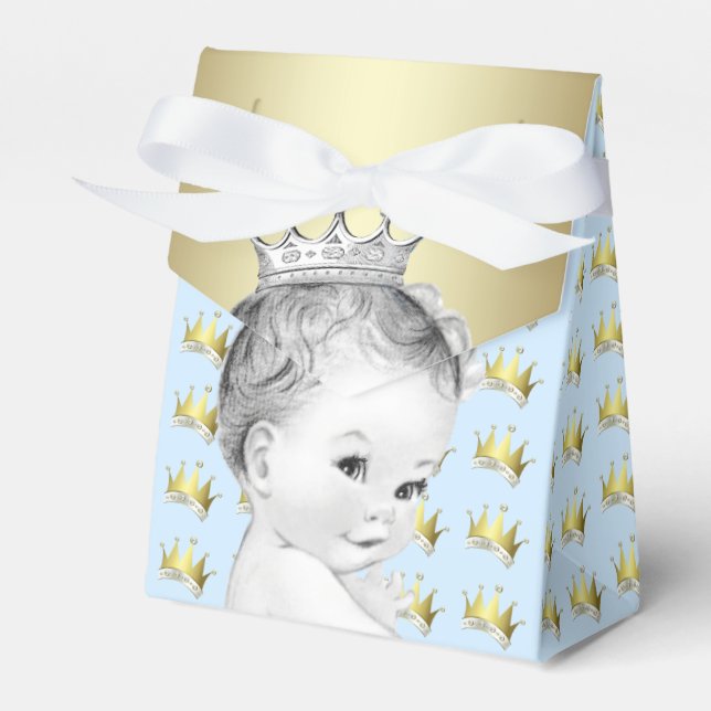 Baby Blue Prince Baby Shower Favour Box (Front Side)