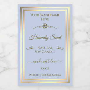 Baby Blue Product Label Gold Frame Vintage Rose