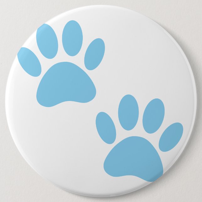 Baby Blue Puppy Paw Prints 6 Cm Round Badge (Front)