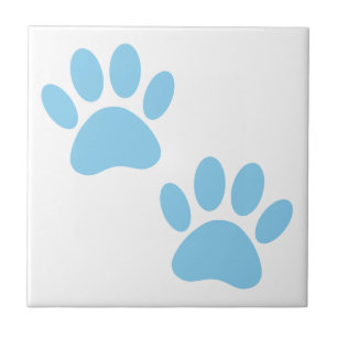 Baby Blue Puppy Paw Prints Tile