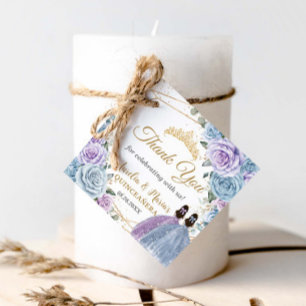 Baby Blue Purple Floral Twins Quinceañera Princess Favour Tags