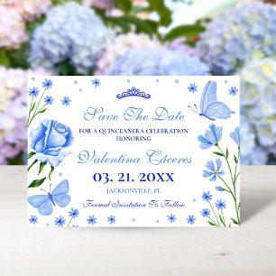 Baby Blue Quinceañera 15th Birthday Party Save The Date