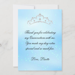 Baby Blue Quinceanera Add Photo Personalised Thank You Card