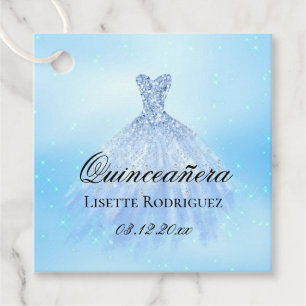 Baby Blue Quinceanera Personalised Favour Tags