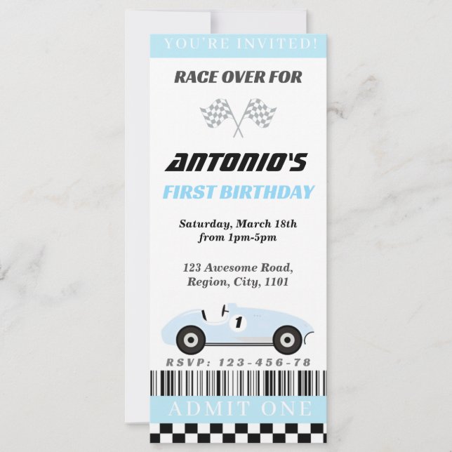 Baby Blue Race Invitation (Front)