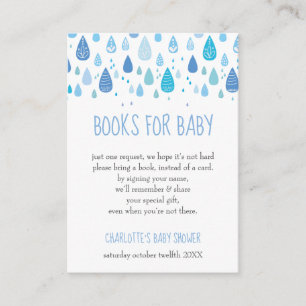 Baby Blue Raindrops Book Request Baby Shower Enclosure Card