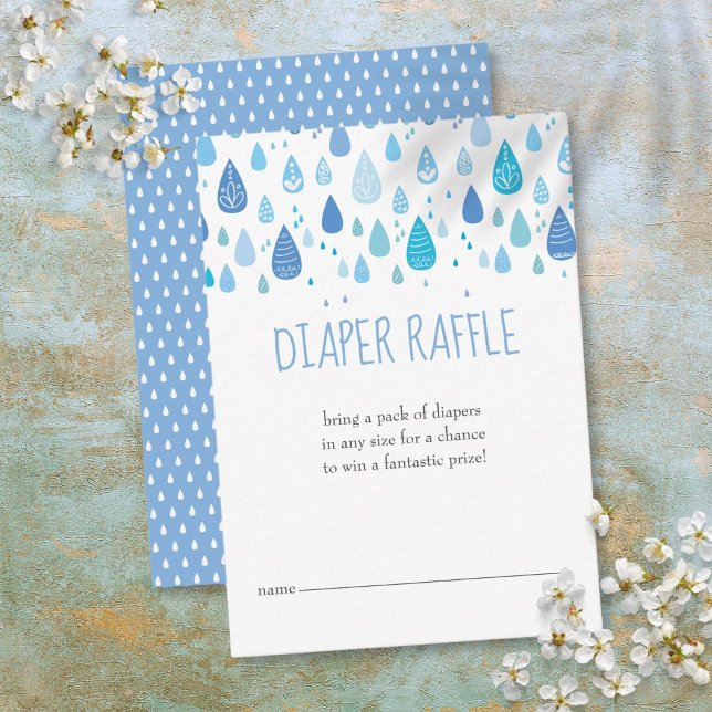 Baby Blue Raindrops Diaper Raffle Baby Shower Enclosure Card (Baby Blue Raindrops Diaper Raffle Baby Shower Enclosure Card)