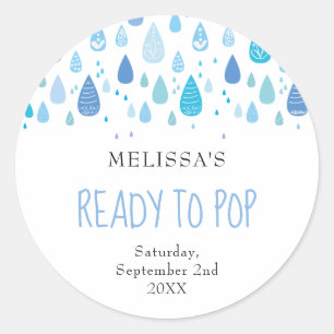 Baby blue raindrops Ready to Pop Classic Round Sticker