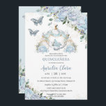 Baby Blue Roses Princess Cinderella Quinceañera Invitation<br><div class="desc">Personalise this vintage floral princess cinderella Quinceañera / Sweet 16 invitation with your own wording easily and quickly, simply press the customise it button to further re-arrange and format the style and placement of the text.  This elegant invitation features vintage baby blue French roses and a princess pumpkin coach. Matching...</div>