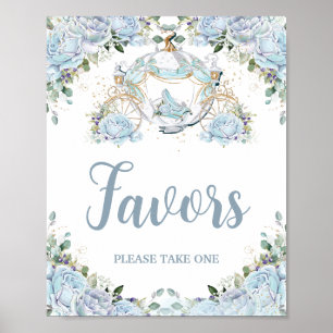 Baby Blue Roses Princess Pumpkin Carriage Favours Poster