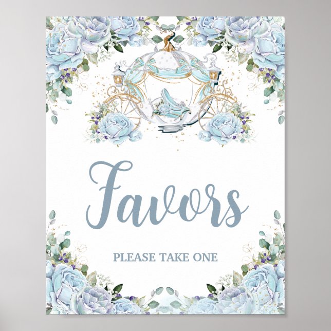Baby Blue Roses Princess Pumpkin Carriage Favours Poster (Front)