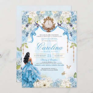 Baby Blue Royal Princess Cinderella Quinceañera Invitation