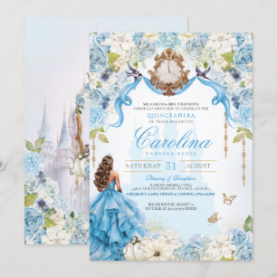 Baby Blue Royal Princess Cinderella Quinceañera Invitation