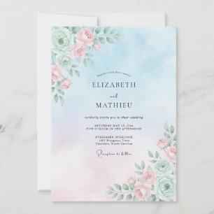 Baby Blue Seraphic Spring Wedding Invitation