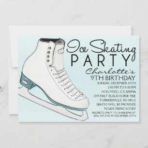 Baby Blue Skate Mates Ice Skating Birthday Party Invitation
