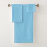 Baby Blue Sky Solid Colour Bath Towel Set<br><div class="desc">Bath Towel Set Of 3 decorative bathroom amenity and home furnishing decor accessory printed with Baby Blue Sky Solid Colour graphic art design illustration and select products collection by TheFabricSeal print on demand shop at Zazzle.com #ZazzleMade https://www.zazzle.com/store/thefabricseal TheFabricSeal©️Original. Baby blue is a lighter blue hue tone plus a bit of...</div>