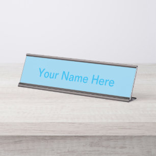 Baby Blue Sky Solid Colour Desk Name Plate