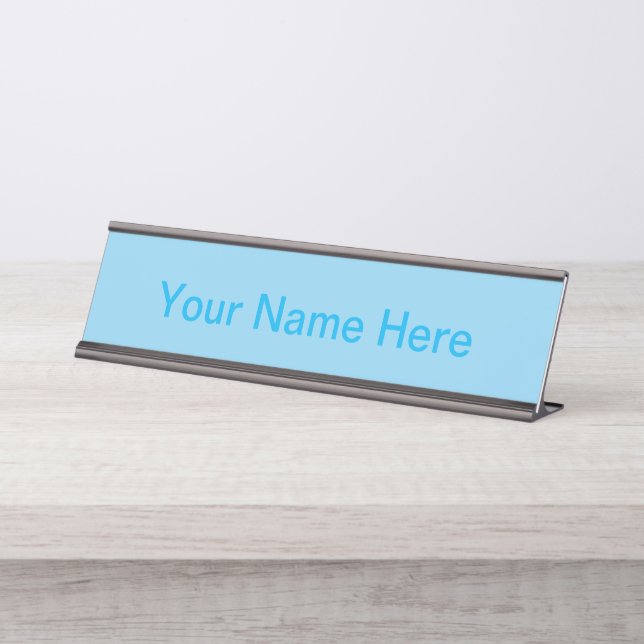 Baby Blue Sky Solid Colour Desk Name Plate (Front)